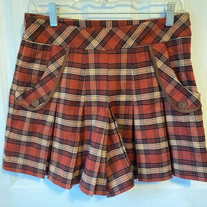 Cosse Pleated Tartan Red Punk Grunge Plaid School Girl Shorts M Side Zip Pocket